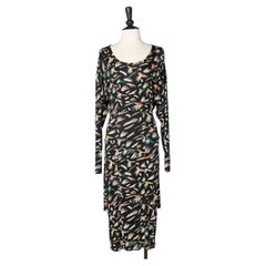 Printed jersey dress with crossed belt in the back waist Missoni 