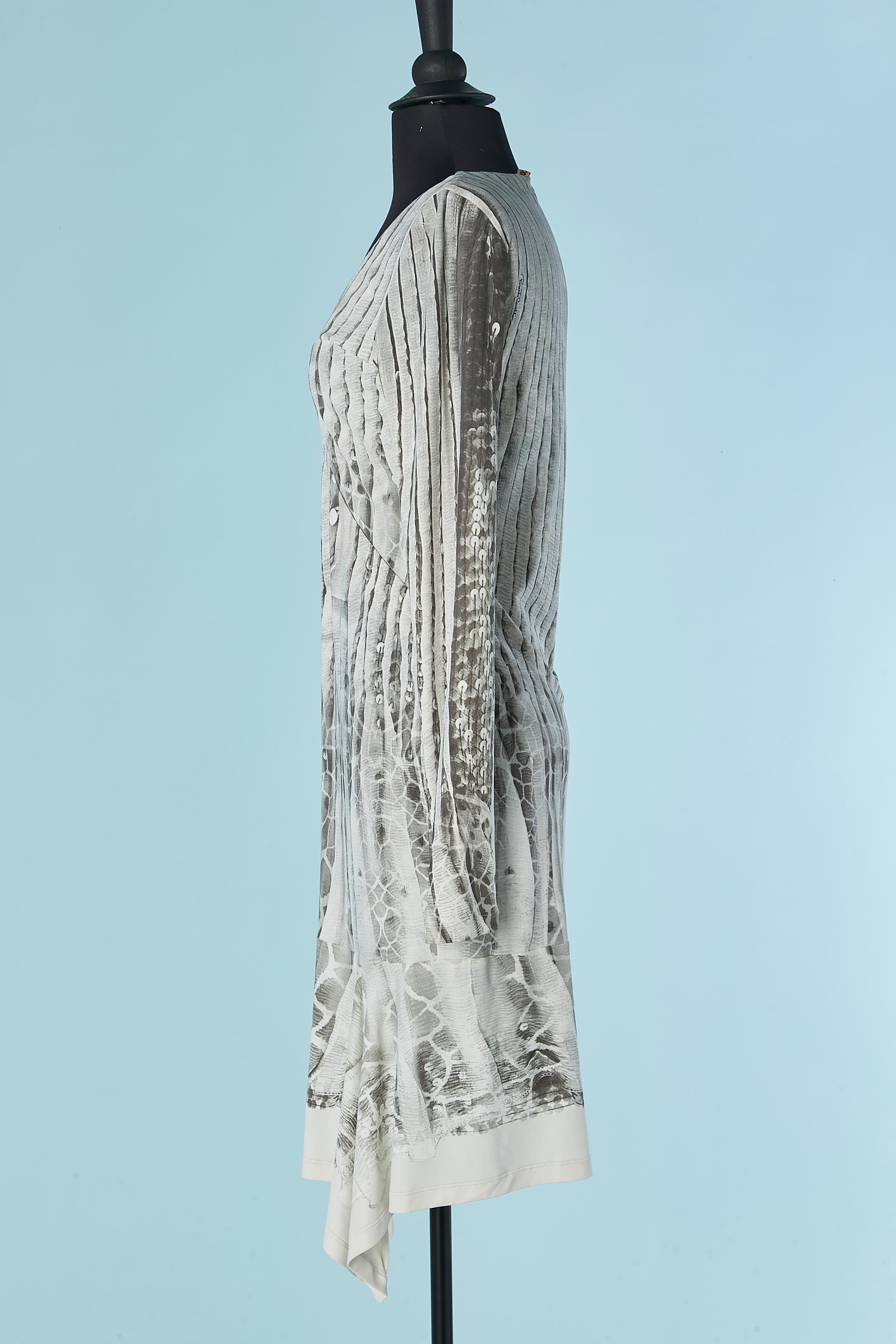 Printed jersey dress wrapped on the bust ROBERTO CAVALLI In Excellent Condition For Sale In Saint-Ouen-Sur-Seine, FR