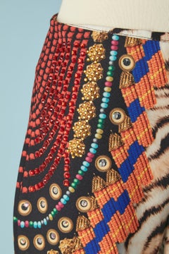 Printed jersey pant with red and yellow rhinestone Gai Mattiolo Love to Love