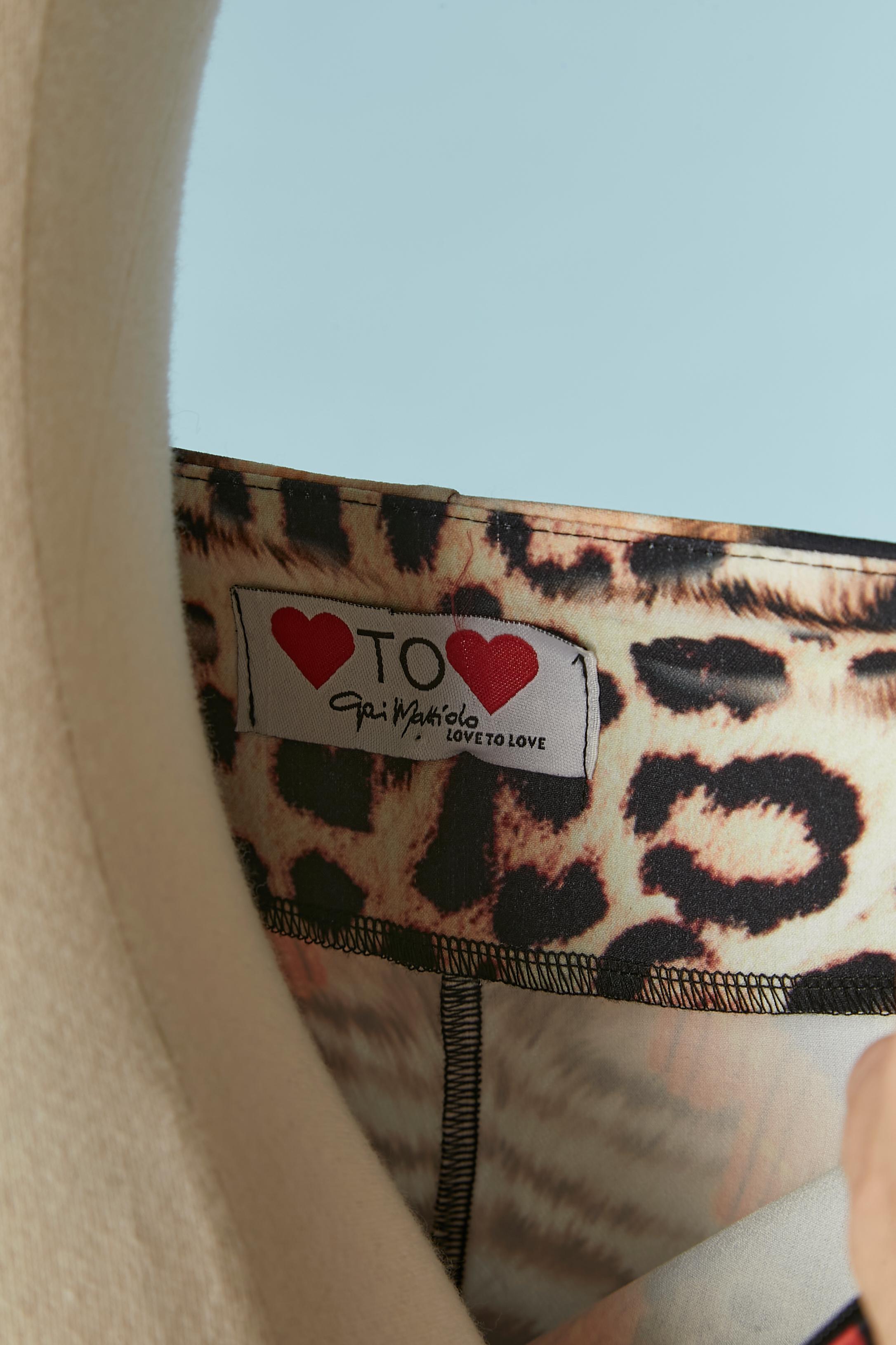Printed jersey pant with red and yellow rhinestone Gai Mattiolo Love to Love For Sale 1