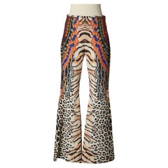 Pantalone in jersey stampato con strass rossi e gialli Gai Mattiolo Love to Love