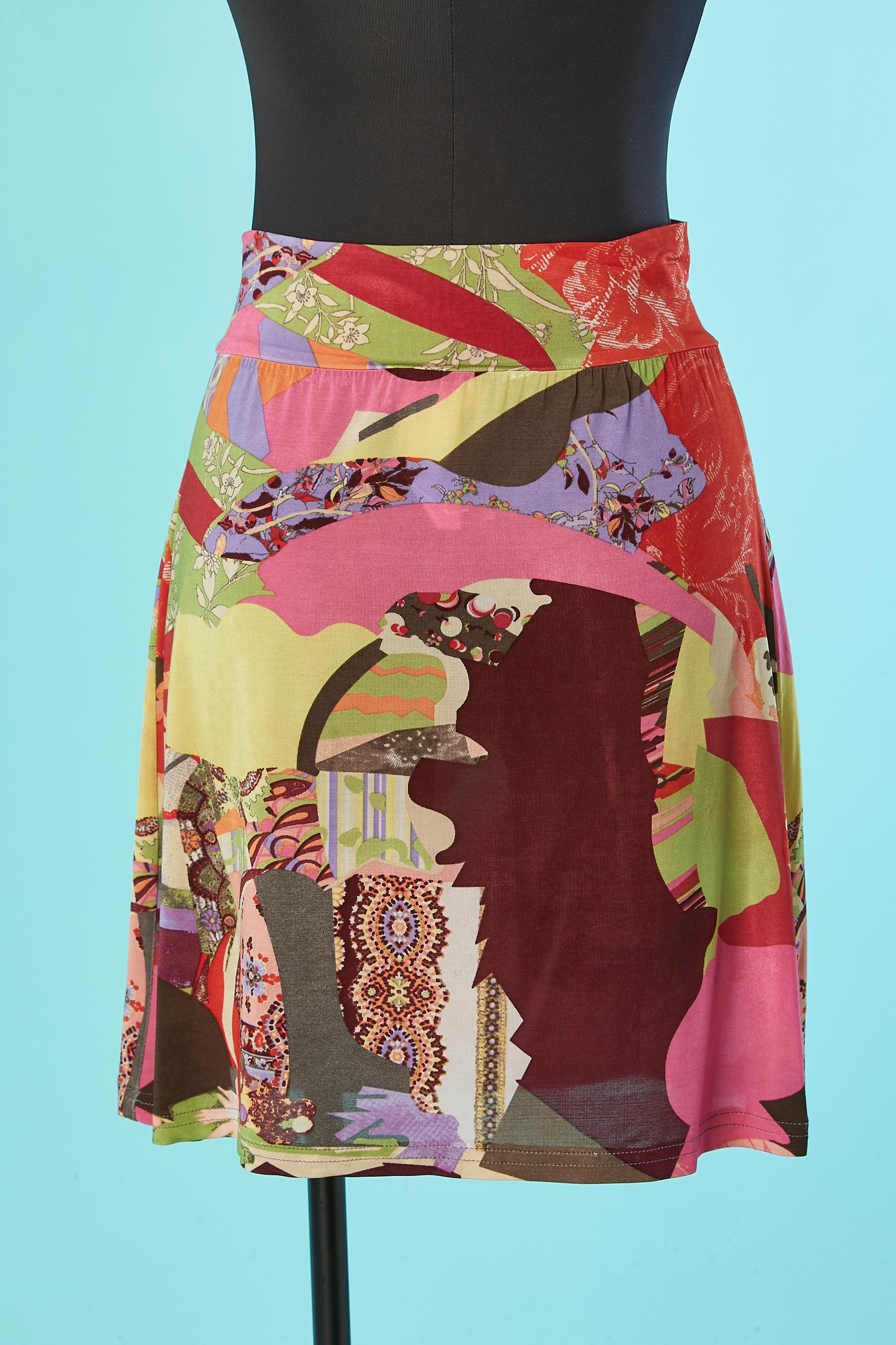 Women's Printed jersey rayon skirt Christian Lacroix Bazar  For Sale