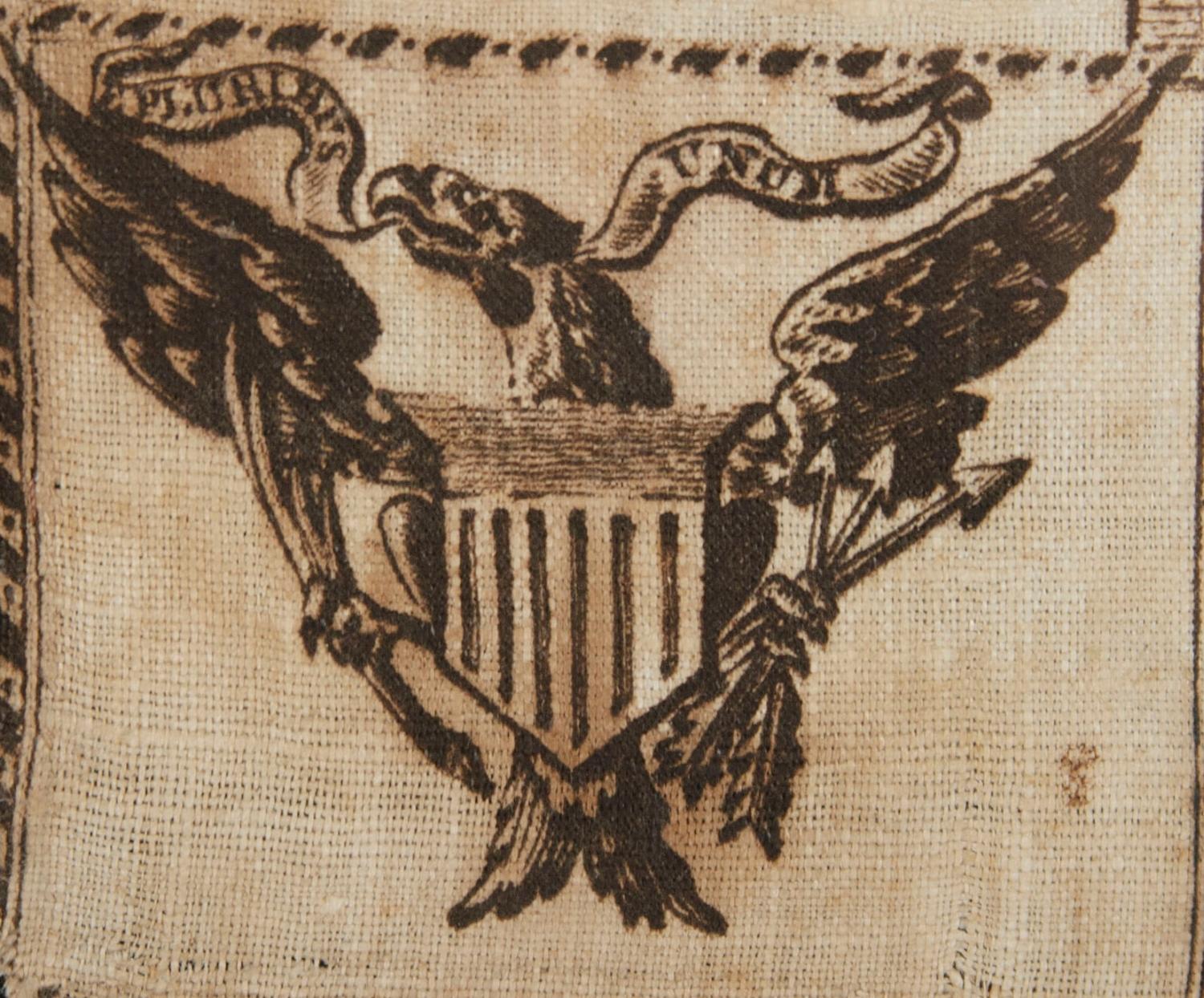 Américain Mouchoir en lin imprimé de George Washington, vers 1806, Germantown, PA en vente