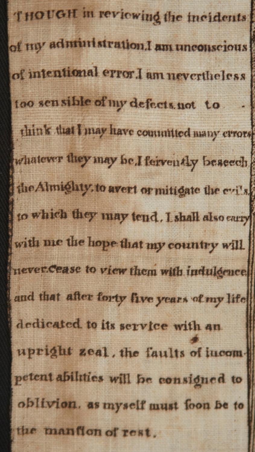 Bedrucktes Leinenkerchief von George Washington, ca. 1806, Germantown, PA (19. Jahrhundert) im Angebot