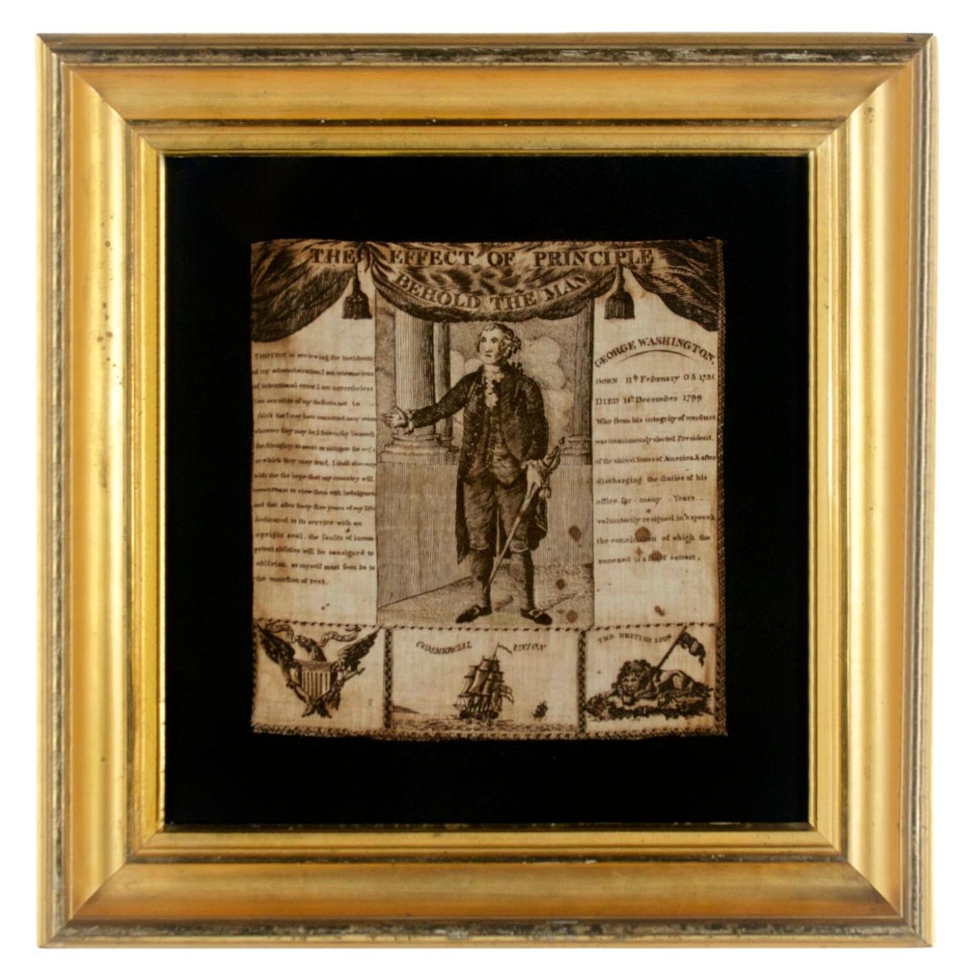 Mouchoir en lin imprimé de George Washington, vers 1806, Germantown, PA en vente