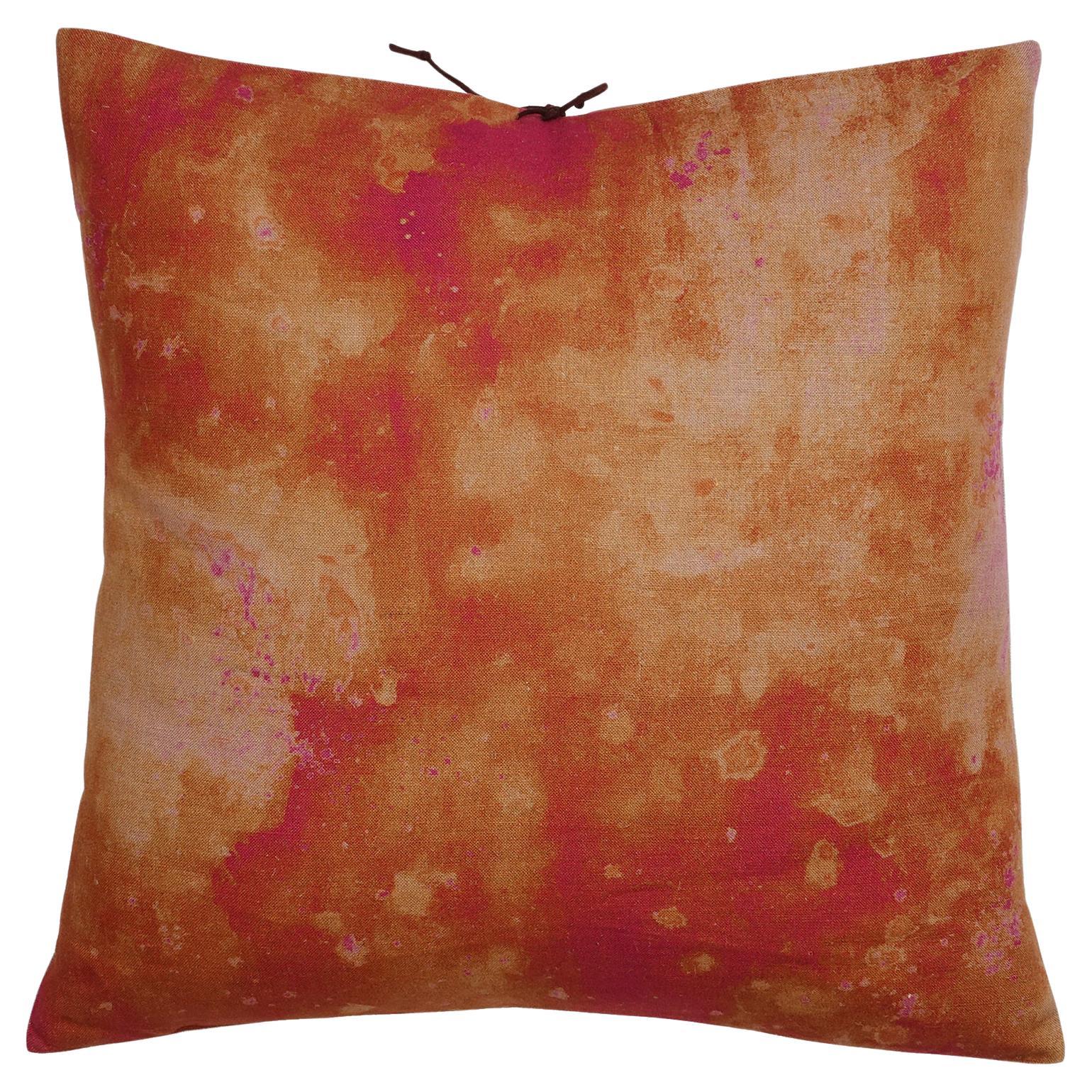 Printed Linen Pillow Cloudy Amber For Sale