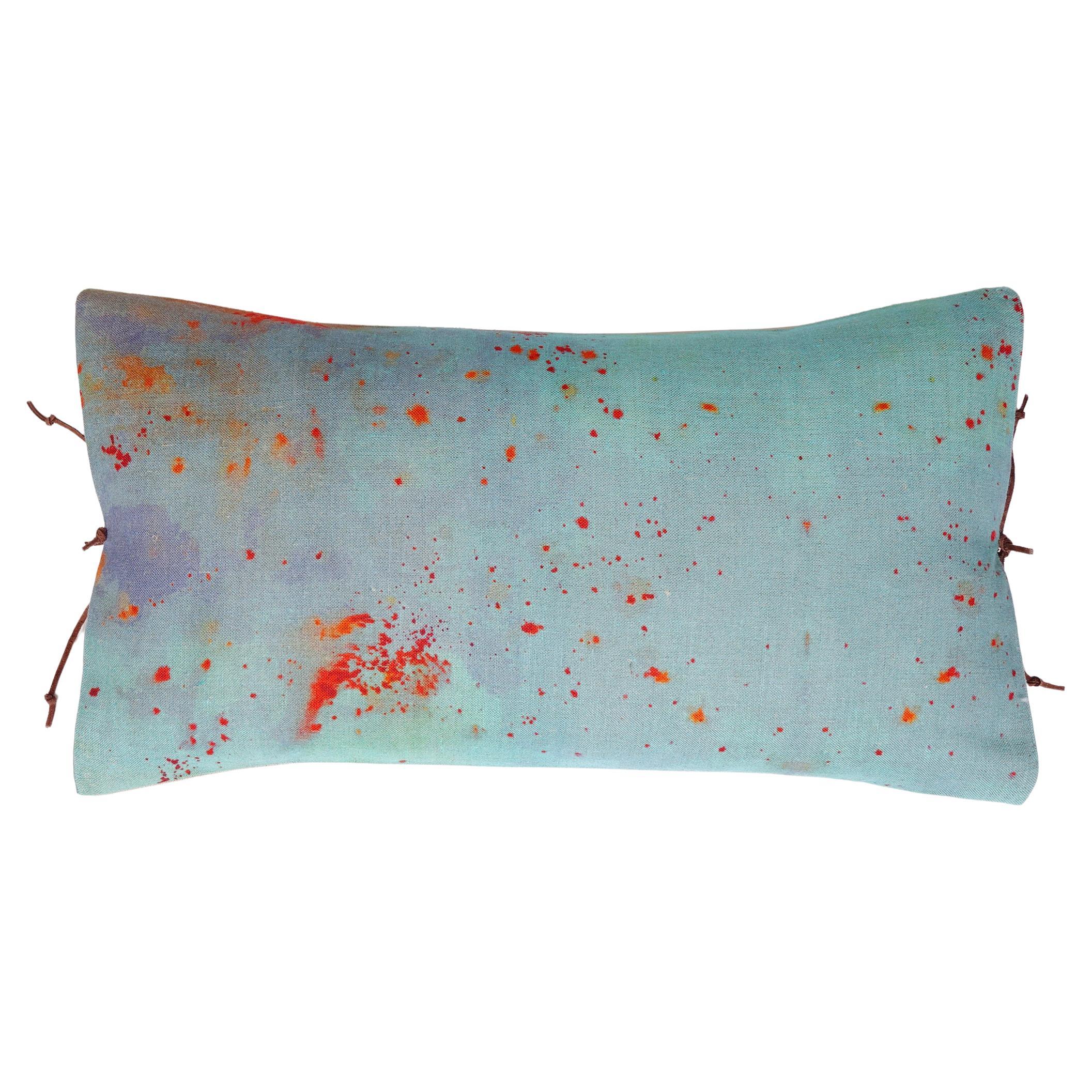 Printed Linen Pillow Cloudy Sapphire For Sale
