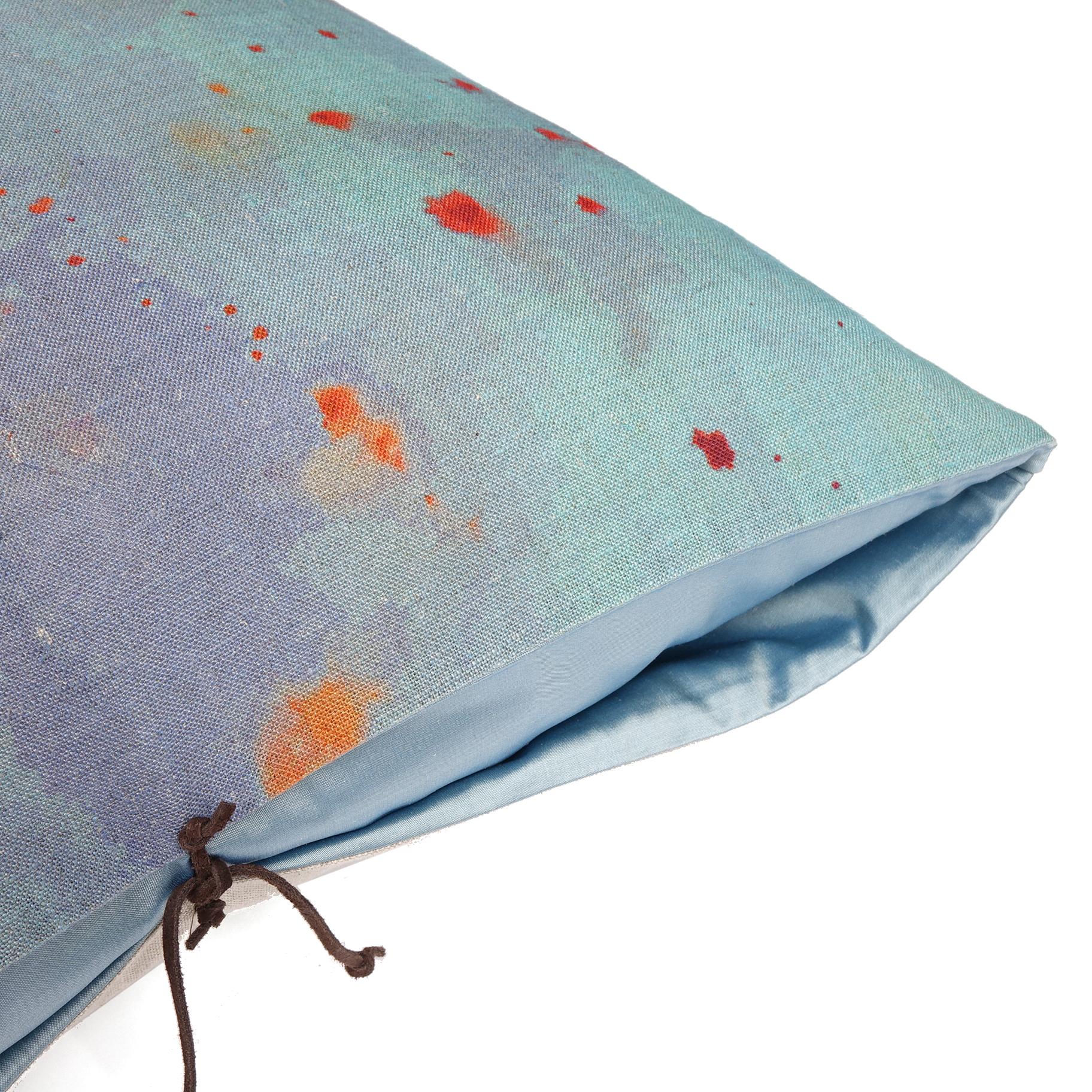 Americano Cuscino in lino stampato Cloudy Sapphire 22x22 in vendita