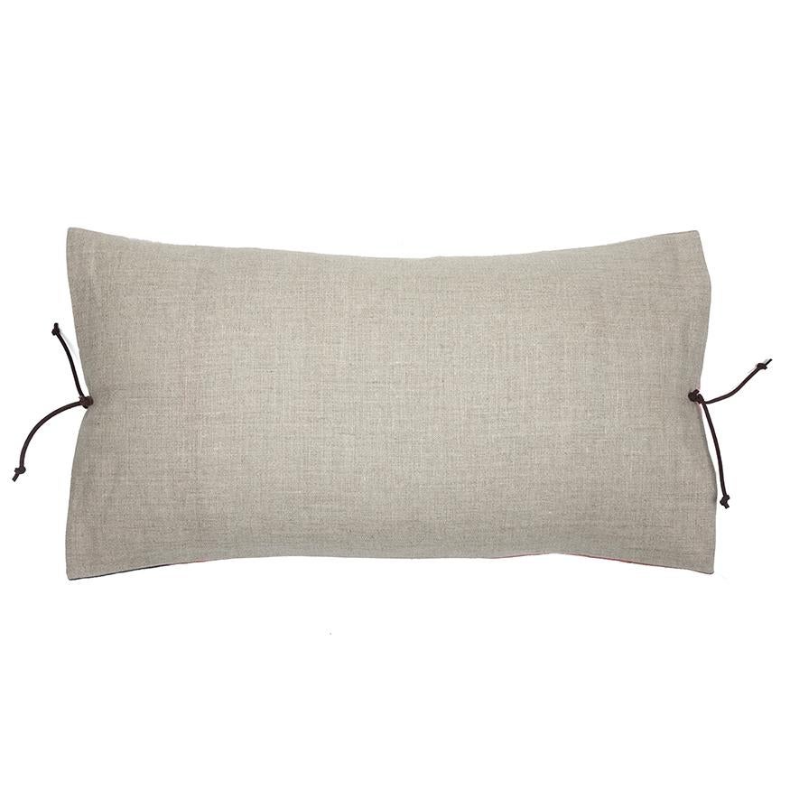 A luxury handmade decorative throw pillow made of printed Belgian linen, great for adding comfort and casual, laid-back style to a contemporary living room, bedroom or lounge. Belgian linen is high quality, durable, naturally made fabric from the