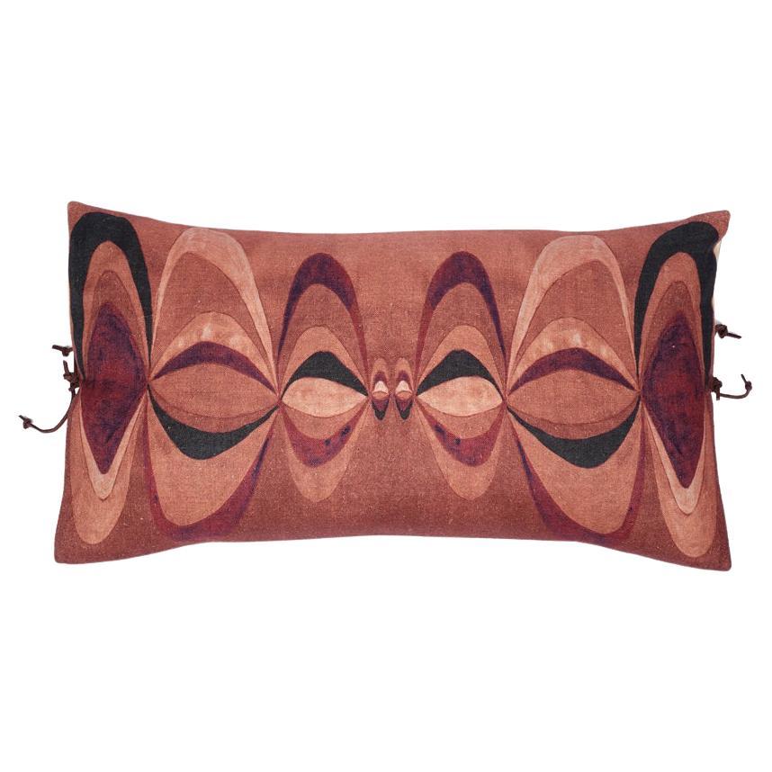 Cuscino in lino stampato Concentric Rouge 12x22