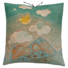 Printed Linen Pillow Happy Place Sapphire