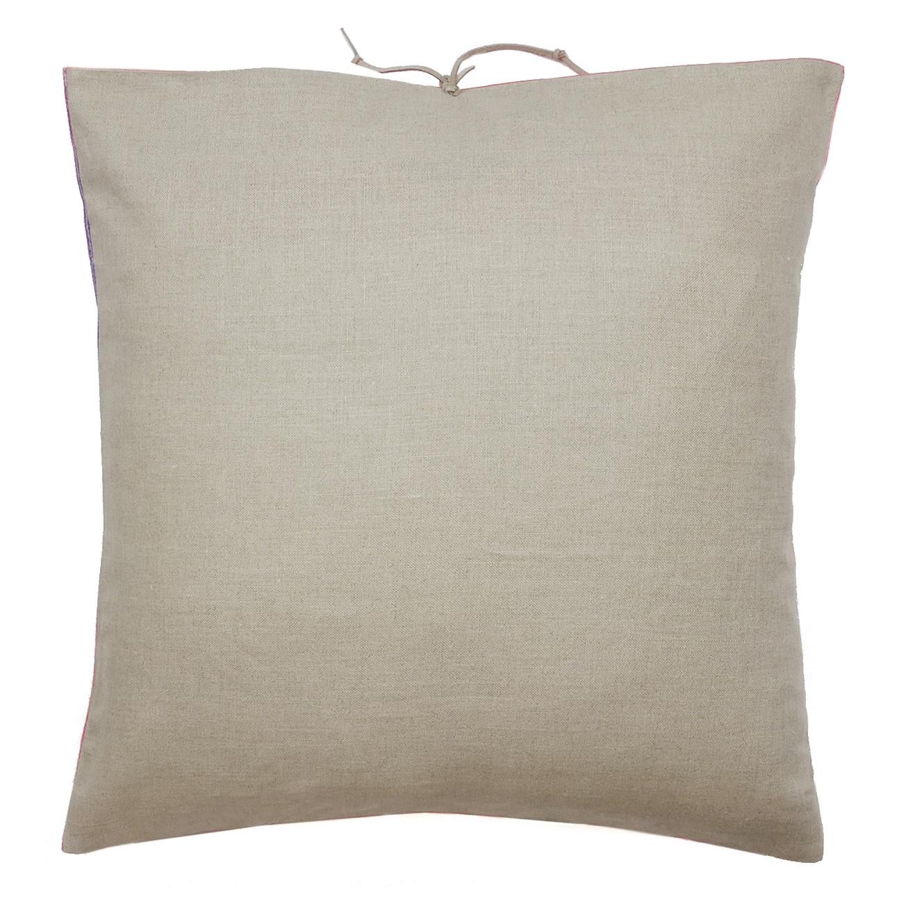 Modern Printed Linen Pillow Ribbon Ochre For Sale