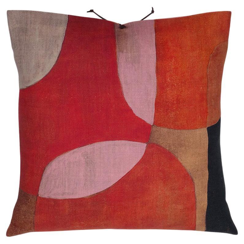 Printed Linen Pillow Transparencies Rouge For Sale