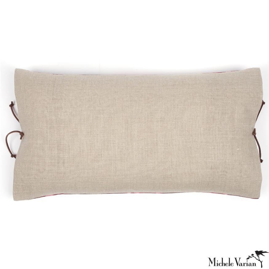 Modern Printed Linen Pillow Winding Ochre 12x22 For Sale