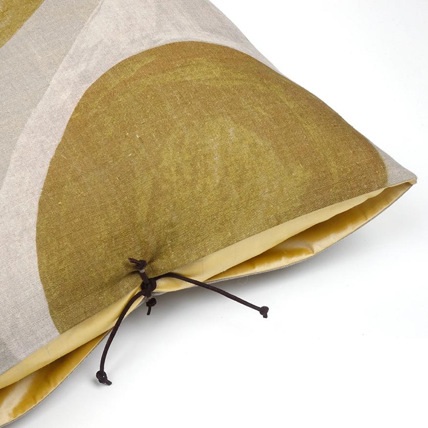 Modern Printed Linen Pillow Winding Ochre 20x20
