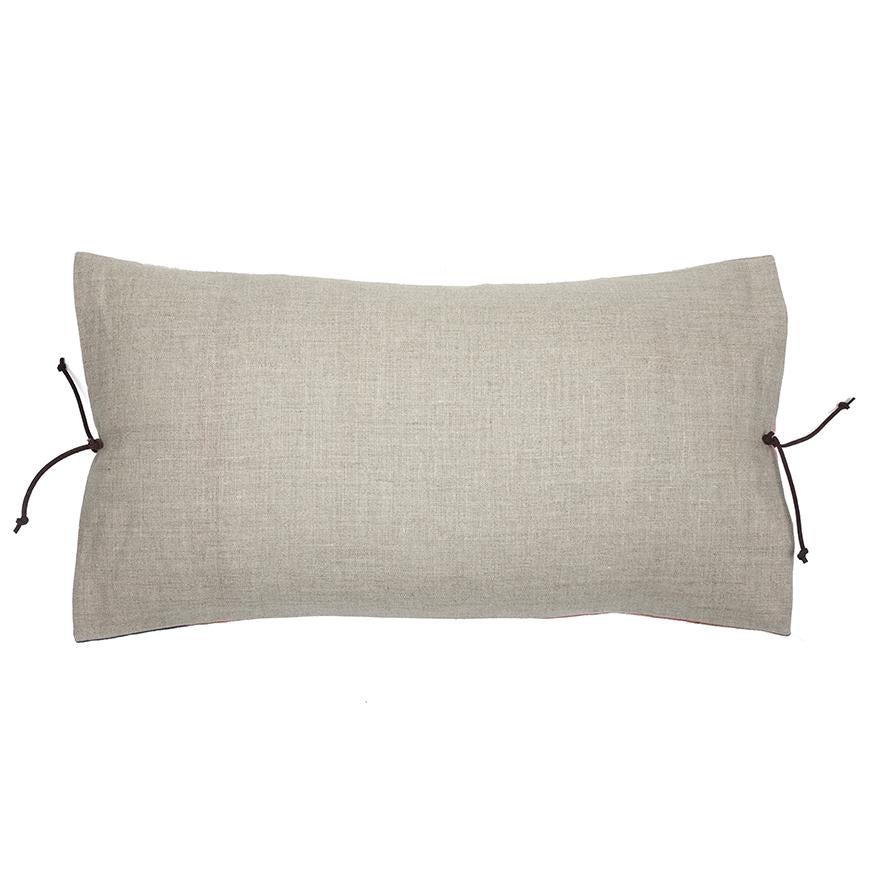 Modern Printed Linen Pillow Winding Sienna Blush 12x22 For Sale