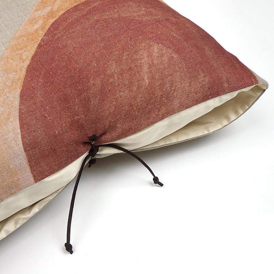 Modern Printed Linen Pillow Winding Sienna Blush 20x20 For Sale