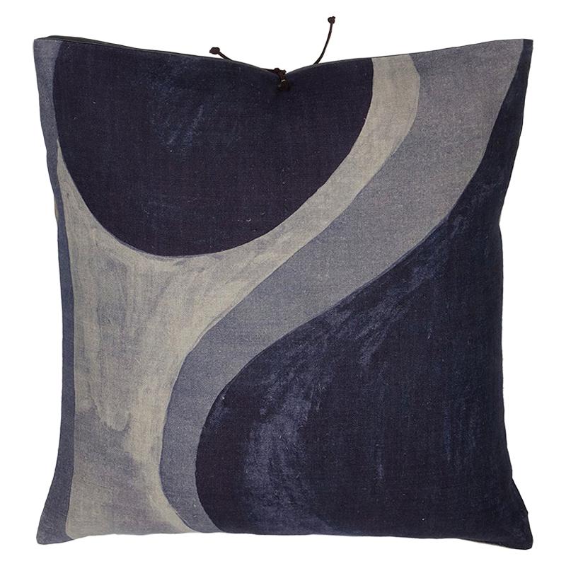 Printed Linen Pillow Winding Slate 20x20
