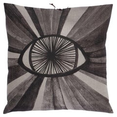 Printed Linen Throw Pillow Eyeburst Gray