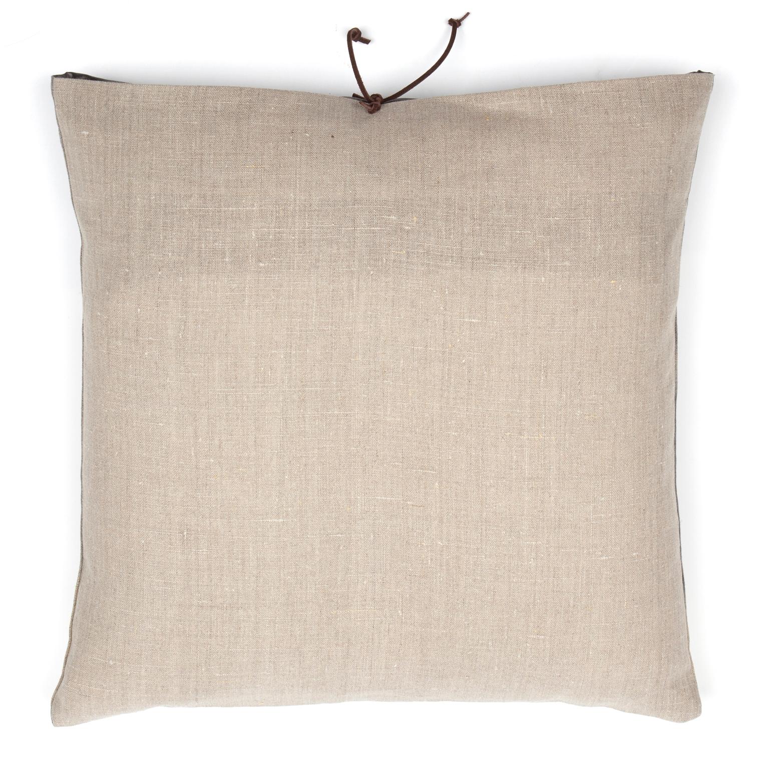 A luxury handmade decorative throw pillow made of printed Belgian linen, great for adding comfort and casual, laid-back style to a contemporary living room, bedroom or lounge. Belgian
linen is high quality, durable, naturally made fabric from the