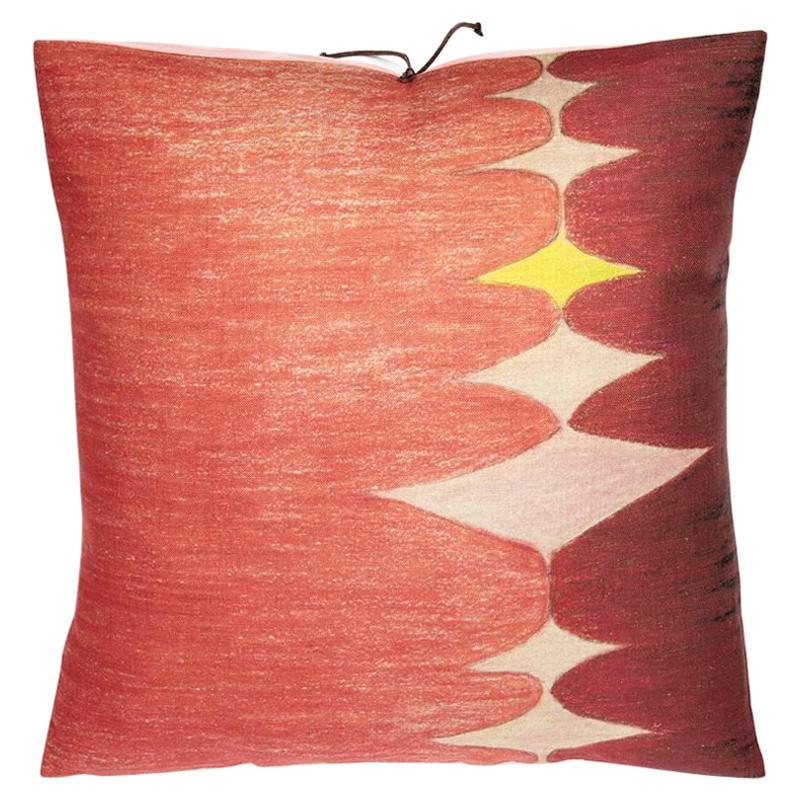 Printed Linen Throw Pillow Multi Spear Pink