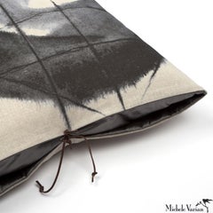 Printed Linen Throw Pillow Orbit Black