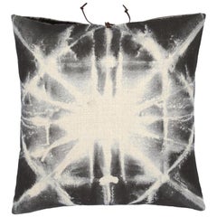 Printed Linen Throw Pillow Starburst Gray