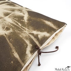 Printed Linen Throw Pillow Starburst Olive