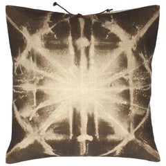 Printed Linen Throw Pillow Starburst Olive