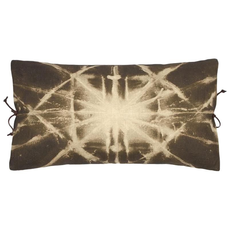 Printed Linen Throw Pillow Starburst Olive For Sale