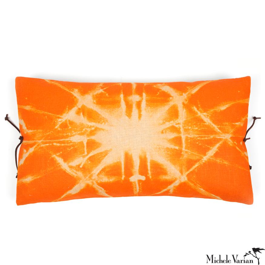 Printed Linen Throw Pillow Starburst Orange In New Condition For Sale In Brooklyn, NY