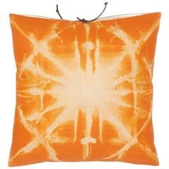 Printed Linen Throw Pillow Starburst Orange