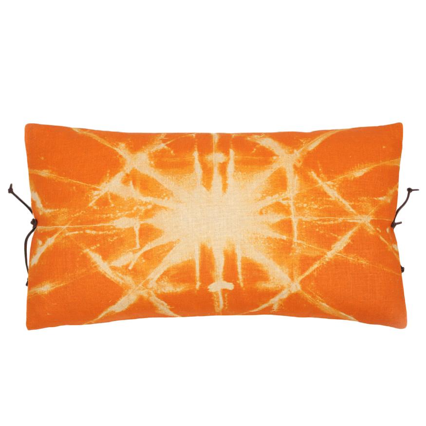 Coussin en lin imprimé orange étoilé