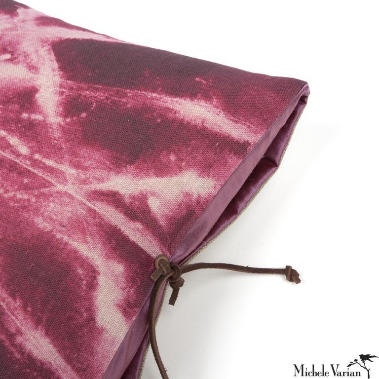Printed Linen Throw Pillow Starburst Plum For Sale at 1stDibs
