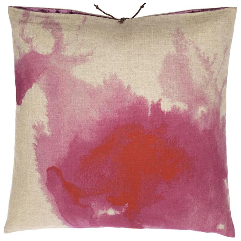 Printed Linen Throw Pillow Wash Lilac For Sale at 1stDibs