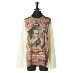 T-shirt in cotone a manica lunga stampata con volto JPG by Gaultier Maille Jean Paul Gaultier