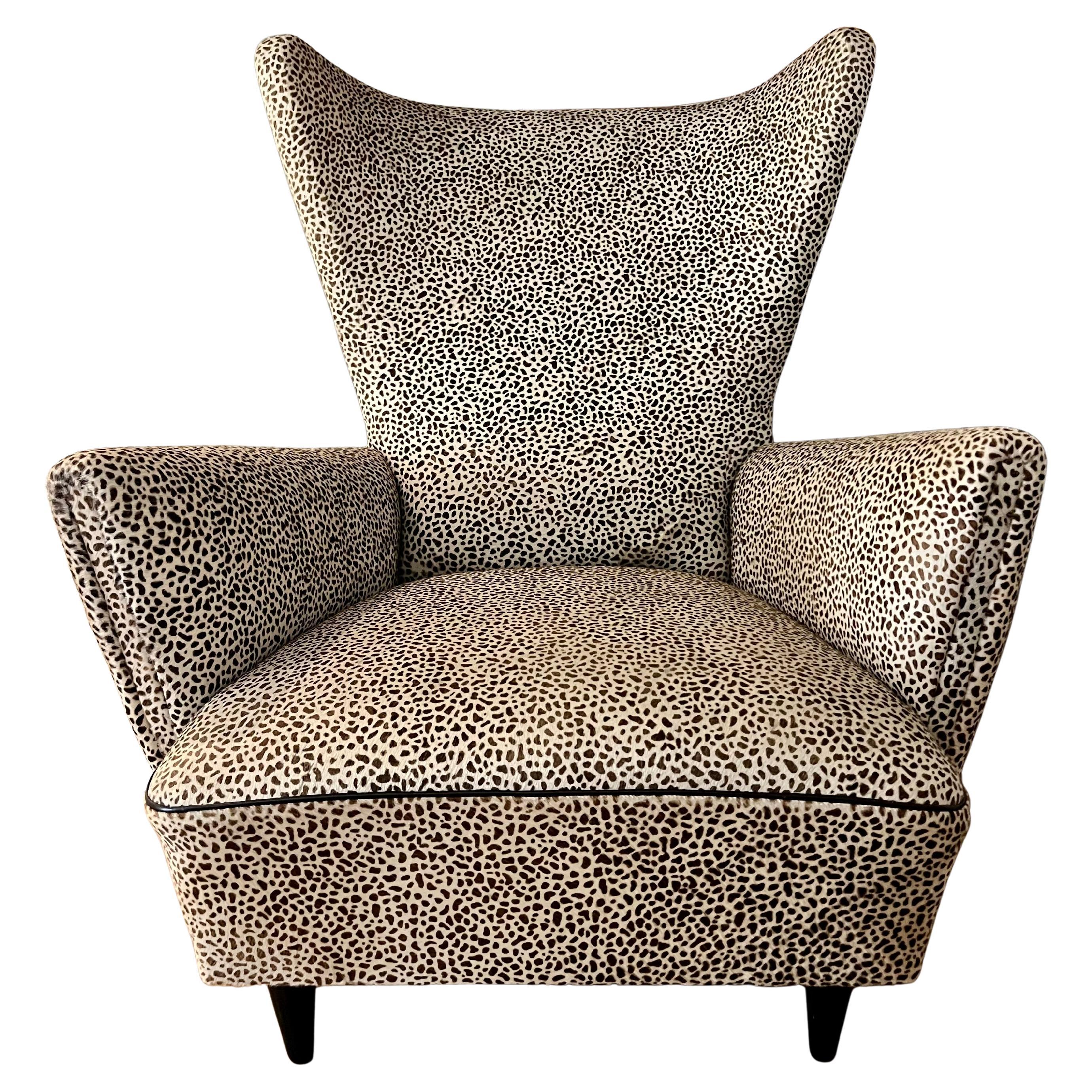 Chaise longue en cuir de poney naturel imprimé, 21e siècle en vente