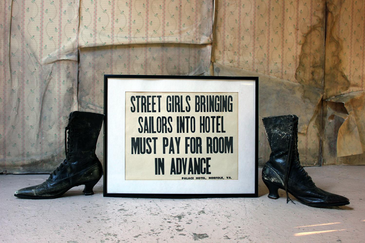 Printed Notice for the Palace Hotel, Virginia USA, Street Girls and Sailors 2