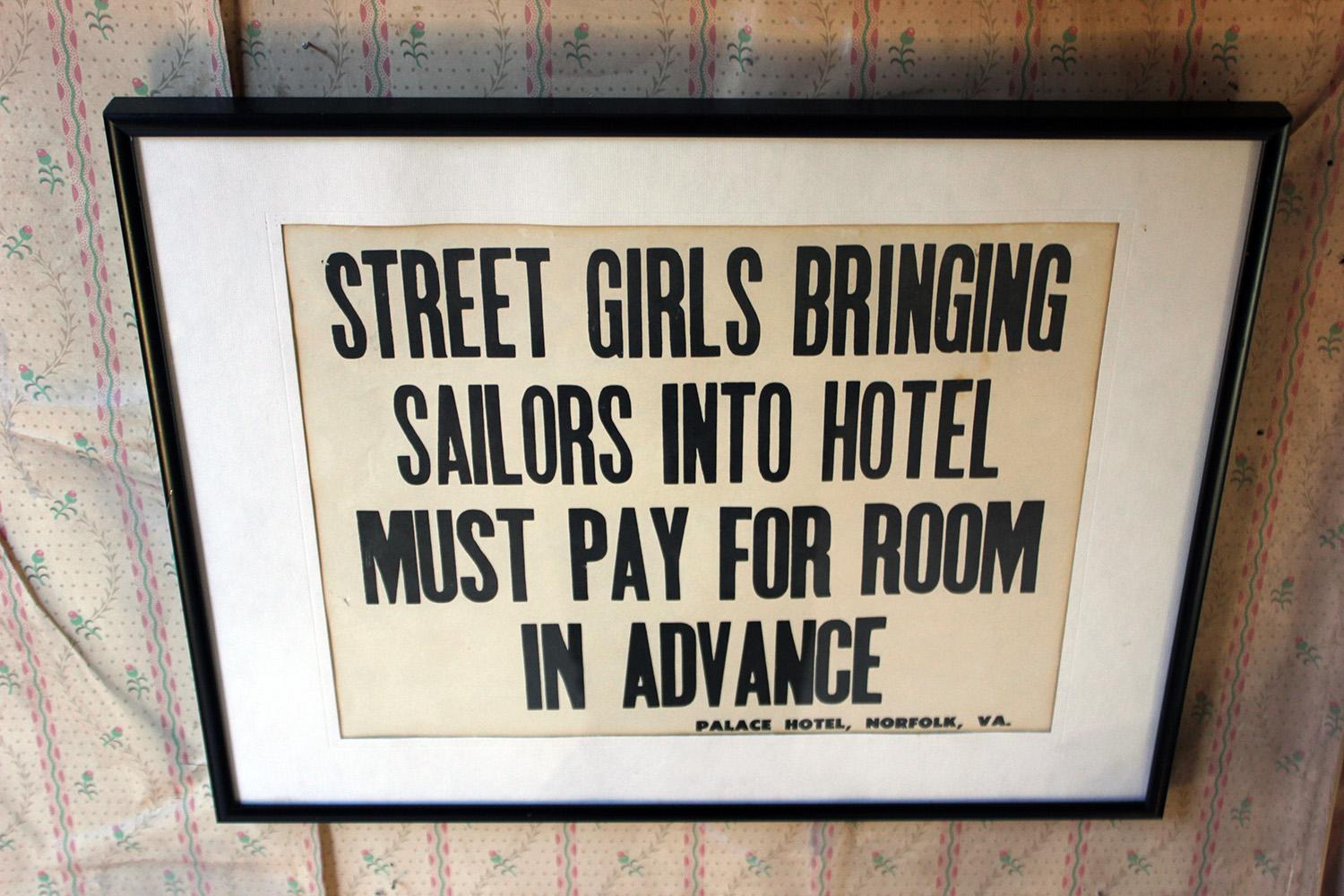 Printed Notice for the Palace Hotel, Virginia USA, Street Girls and Sailors 4