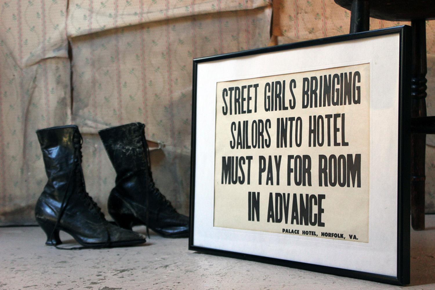 Printed Notice for the Palace Hotel, Virginia USA, Street Girls and Sailors 1