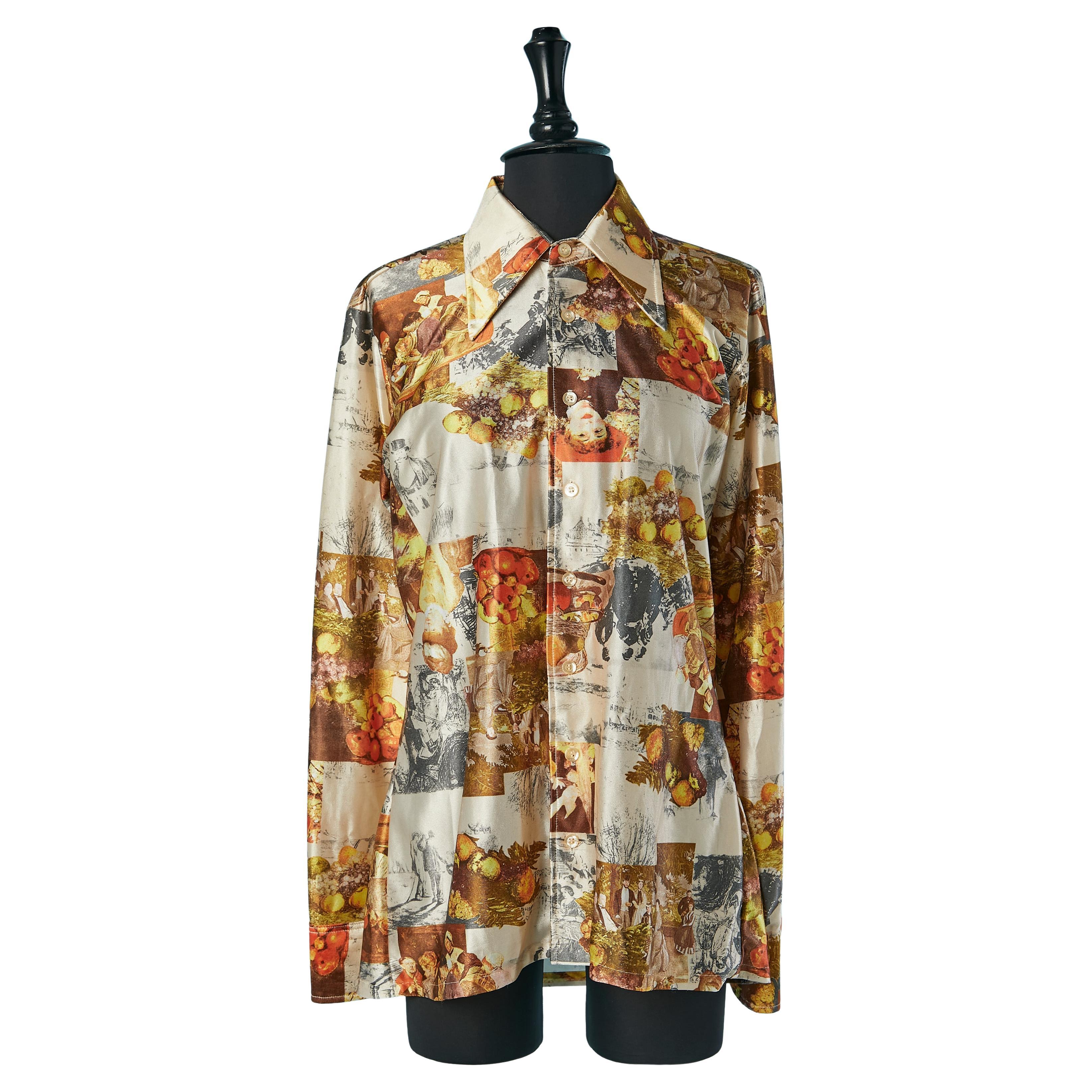 Printed nylon shirt OLEG CASSINI by BURMA For Sale