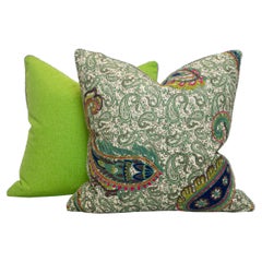 Printed Paisley with Embroidered Paisley with Electric Green Back