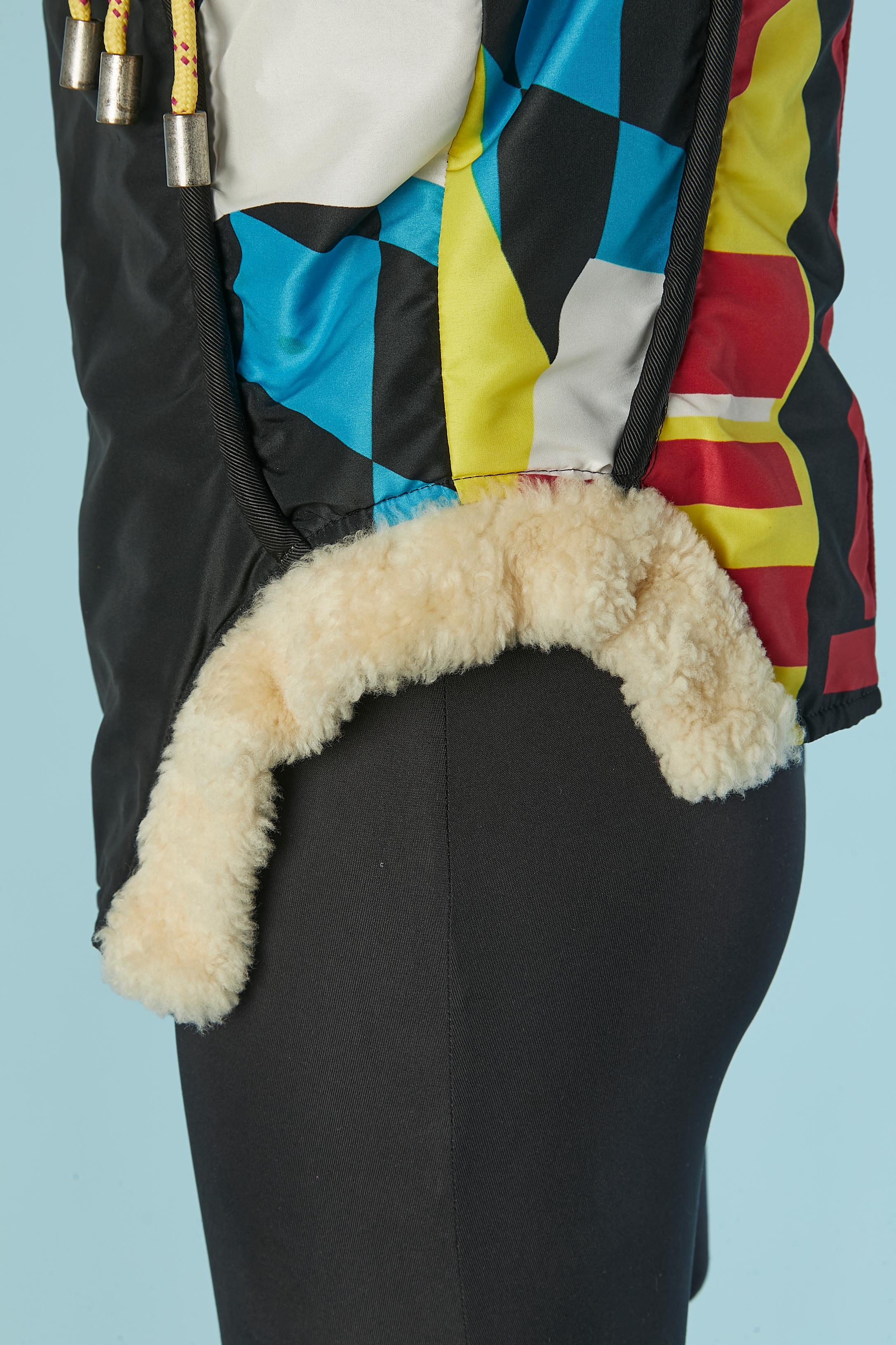 Printed parka with sherling collar and edge GF FERRE Bon état - En vente à Saint-Ouen-Sur-Seine, FR