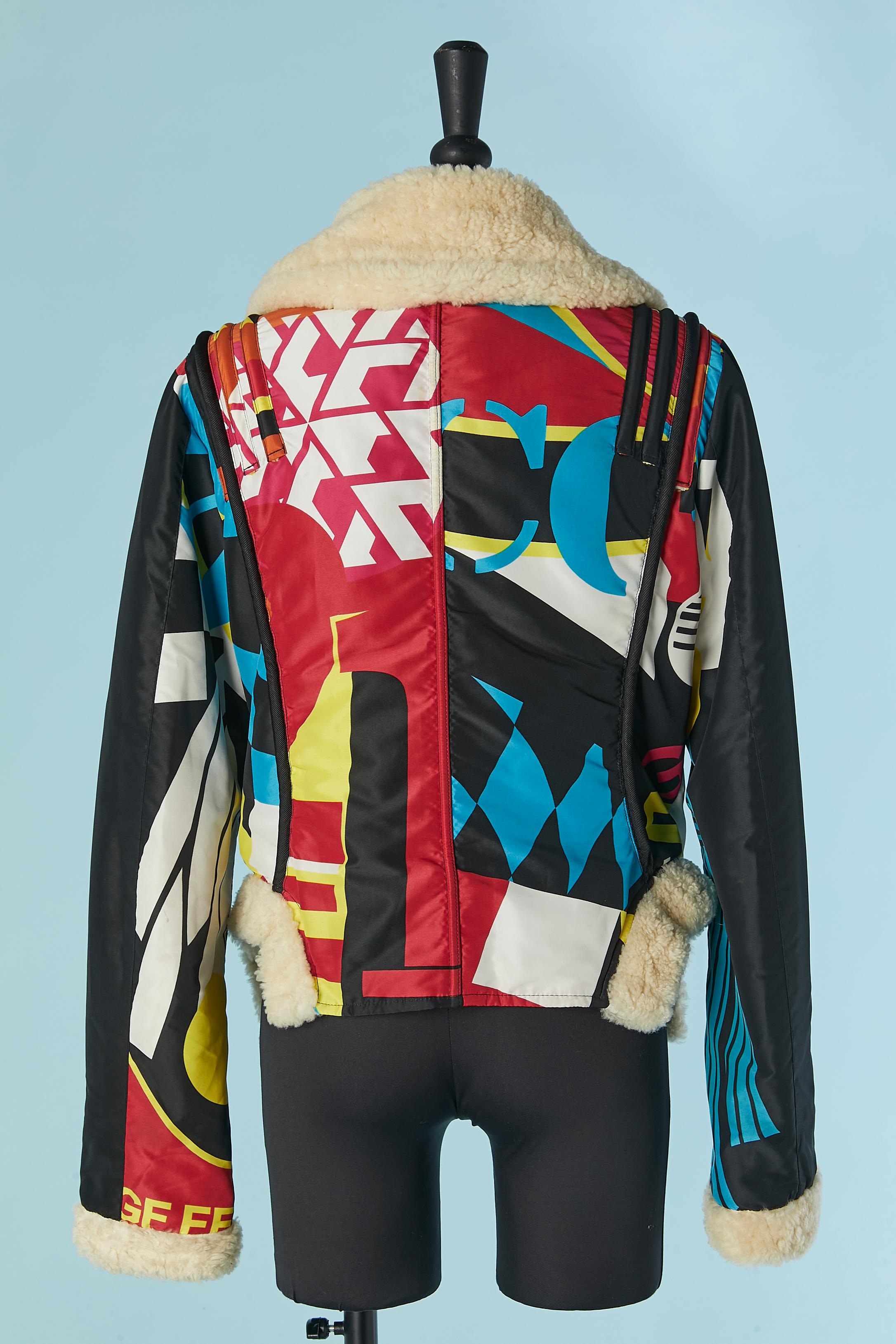 Printed parka with sherling collar and edge GF FERRE en vente 1