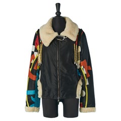 Printed parka with sherling collar and edge GF FERRE