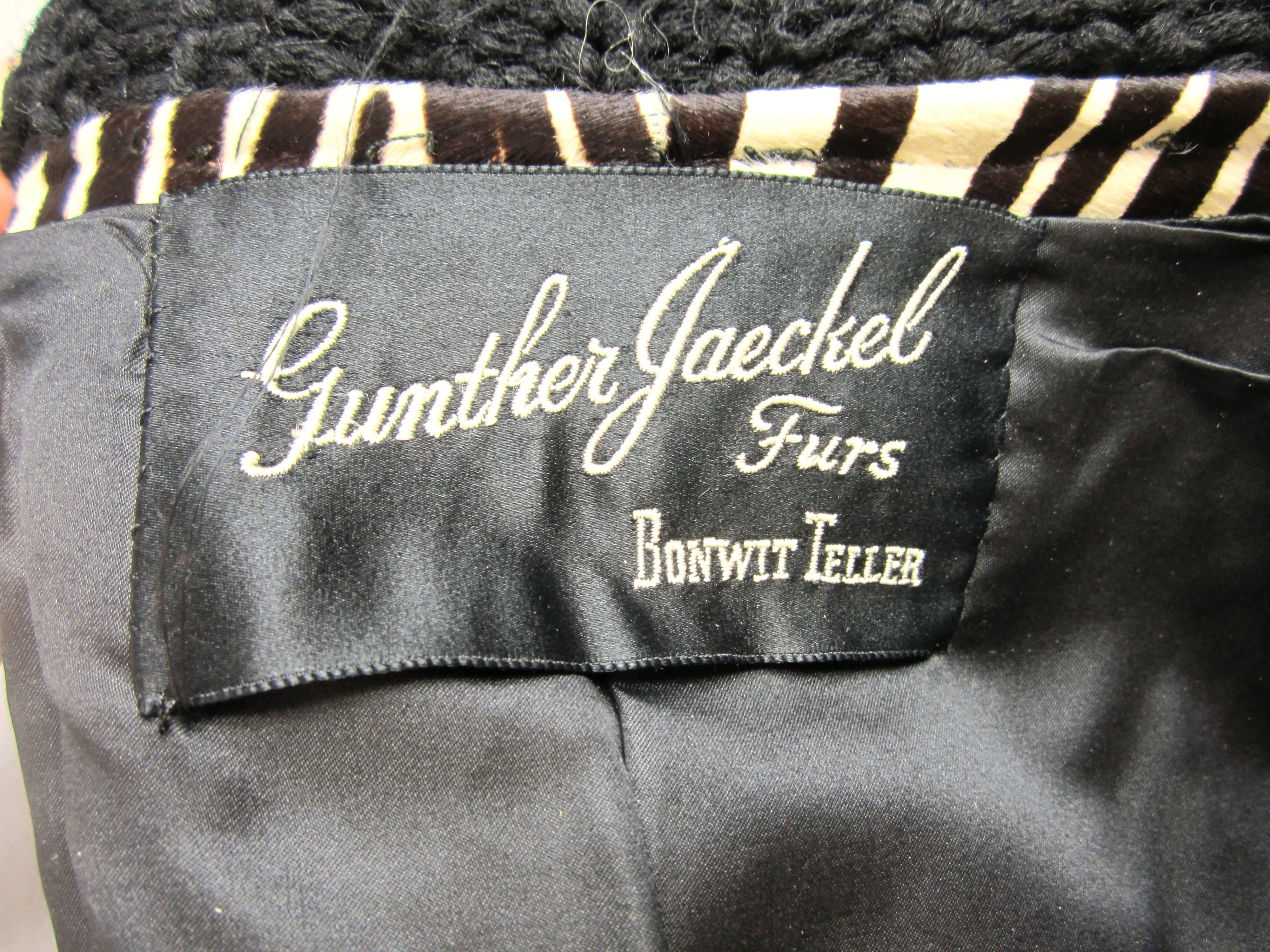  Veste de poney imprimée Gunther Jaeckel Furs pour Bonwitt Teller  en vente 1