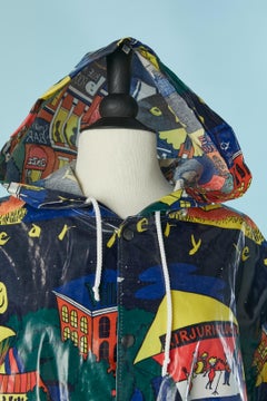 Printed raincoat with hood Circa 1980's