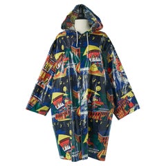 Impermeabile stampato con cappuccio Circa 1980