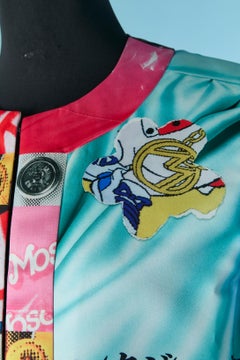 Printed rayon edge to edge quilted jacket MOSCHINO COUTURE