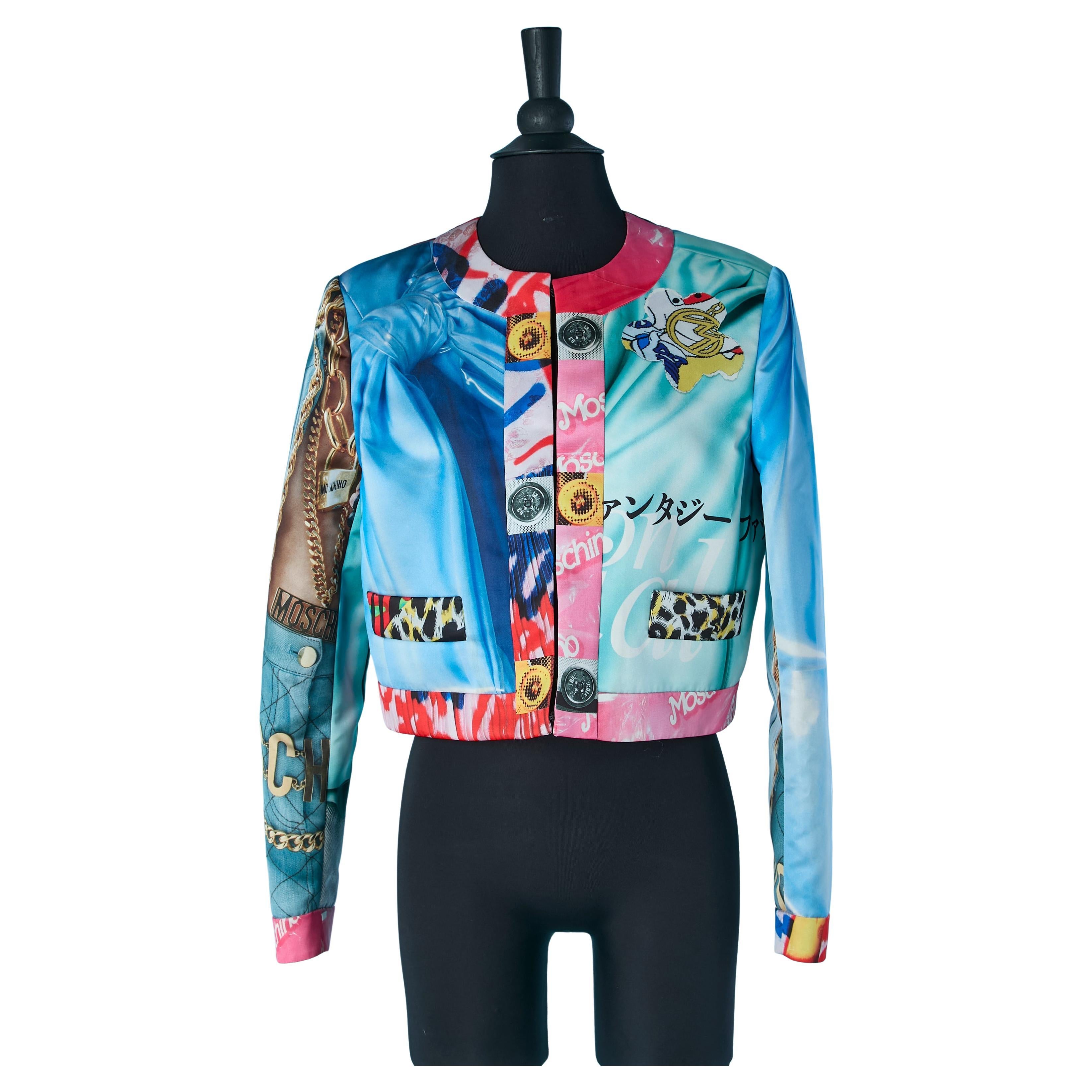 Printed rayon edge to edge quilted jacket MOSCHINO COUTURE